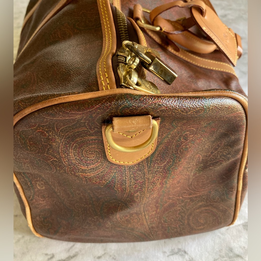 ETRO Milano Burgundy Maroon paisley vintage Duffel Bag - Picture 9 of 14